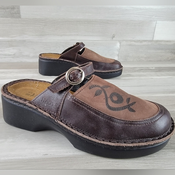 Naot Shoes - Naot Camille Brown Leather Slip-on Clog Women's Size 35